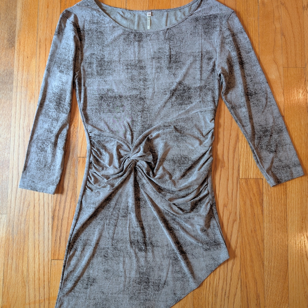 Gray Ruched Bodycon Tunic Scoop Neck